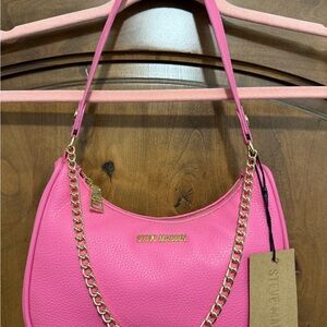 Steve Madden Hot Pink Pebbled Shoulder Bag with Gold Chain